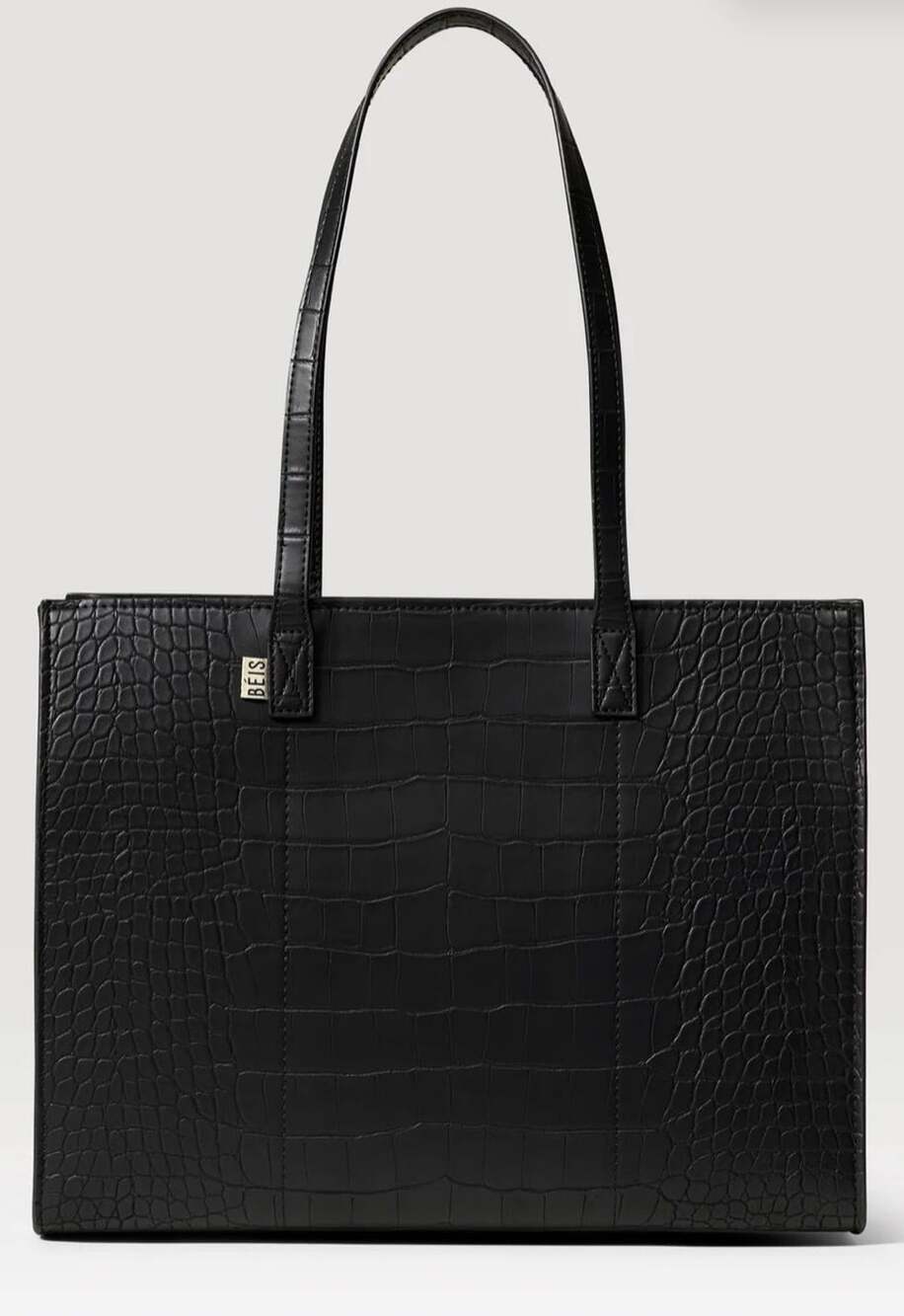 BEIS The Large Work Tote in Black Croc